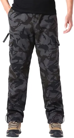 MIDOO Work Pants for Men Construction Flex Casual Pants Stretch Drawstring Waistband Tapered Leg Sweatpants with Pockets