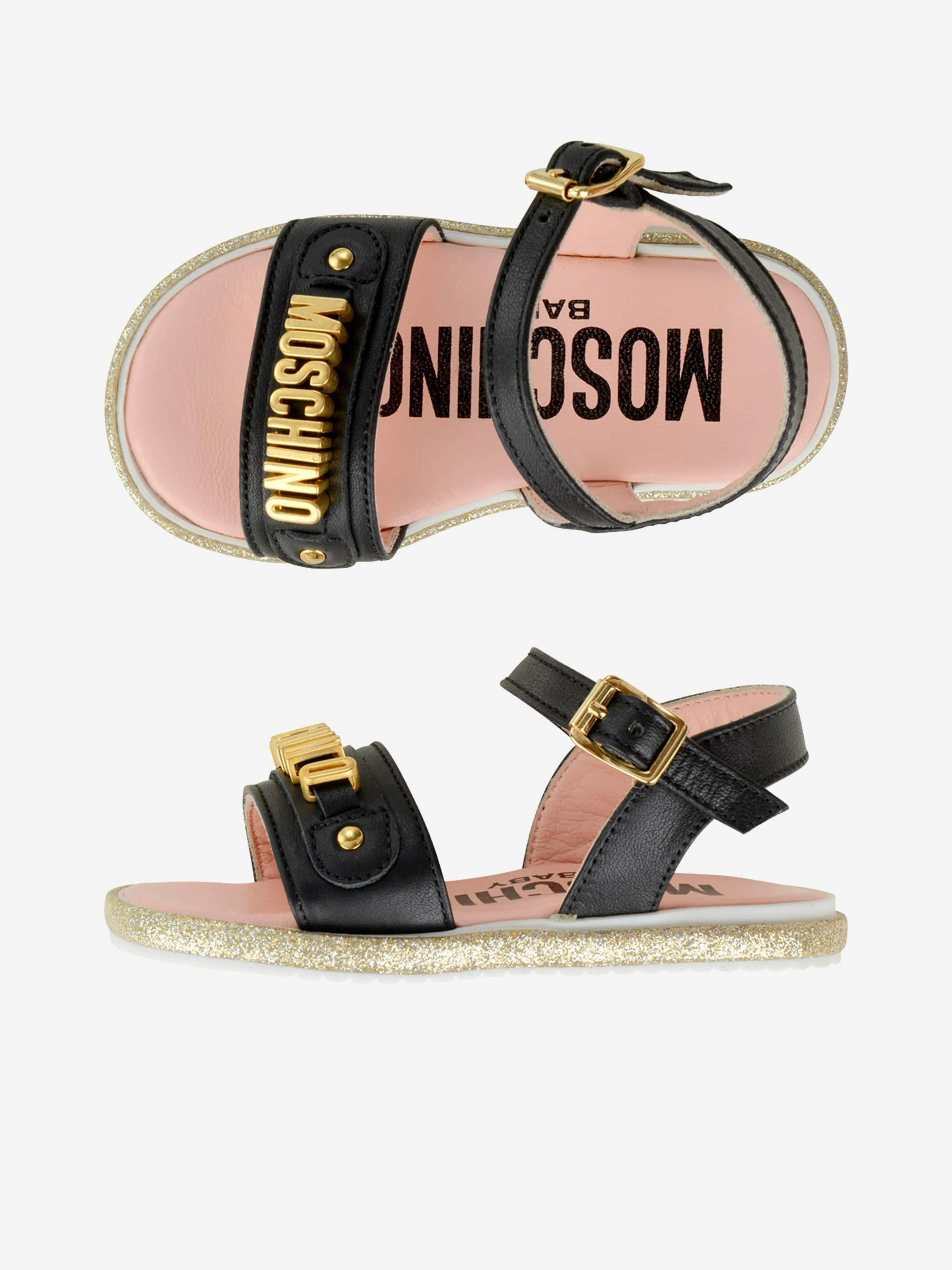 Moschino Girls Sandals - Leather Logo Sandals