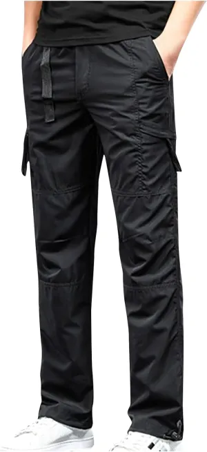 Muscularfit Mens Athletic Pants Regular Fit Stretch Multi Pockets Cargo Pants Cotton Solid Straight Outdoor Sports Sweatpants