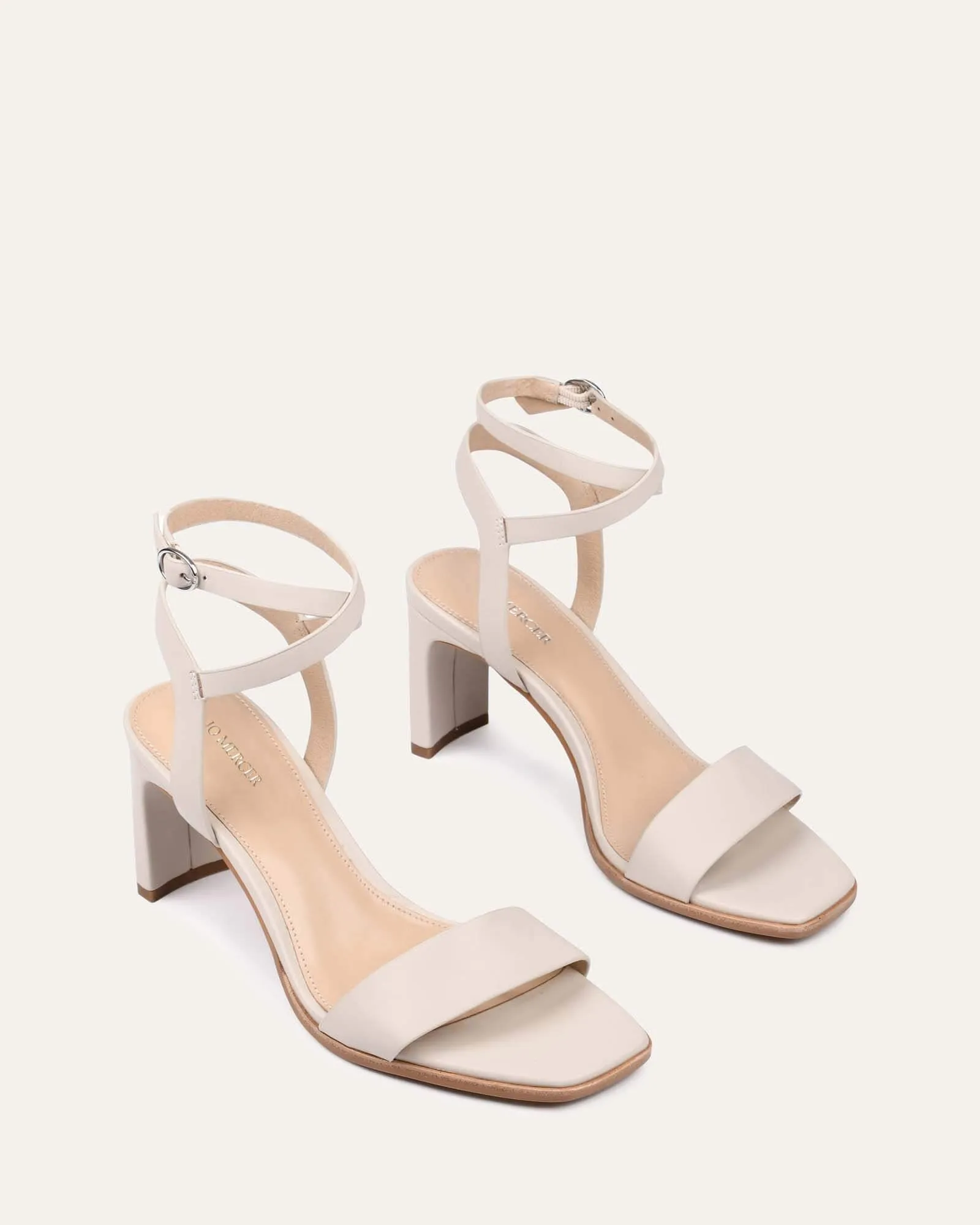 NATSU MID HEEL SANDALS BONE LEATHER