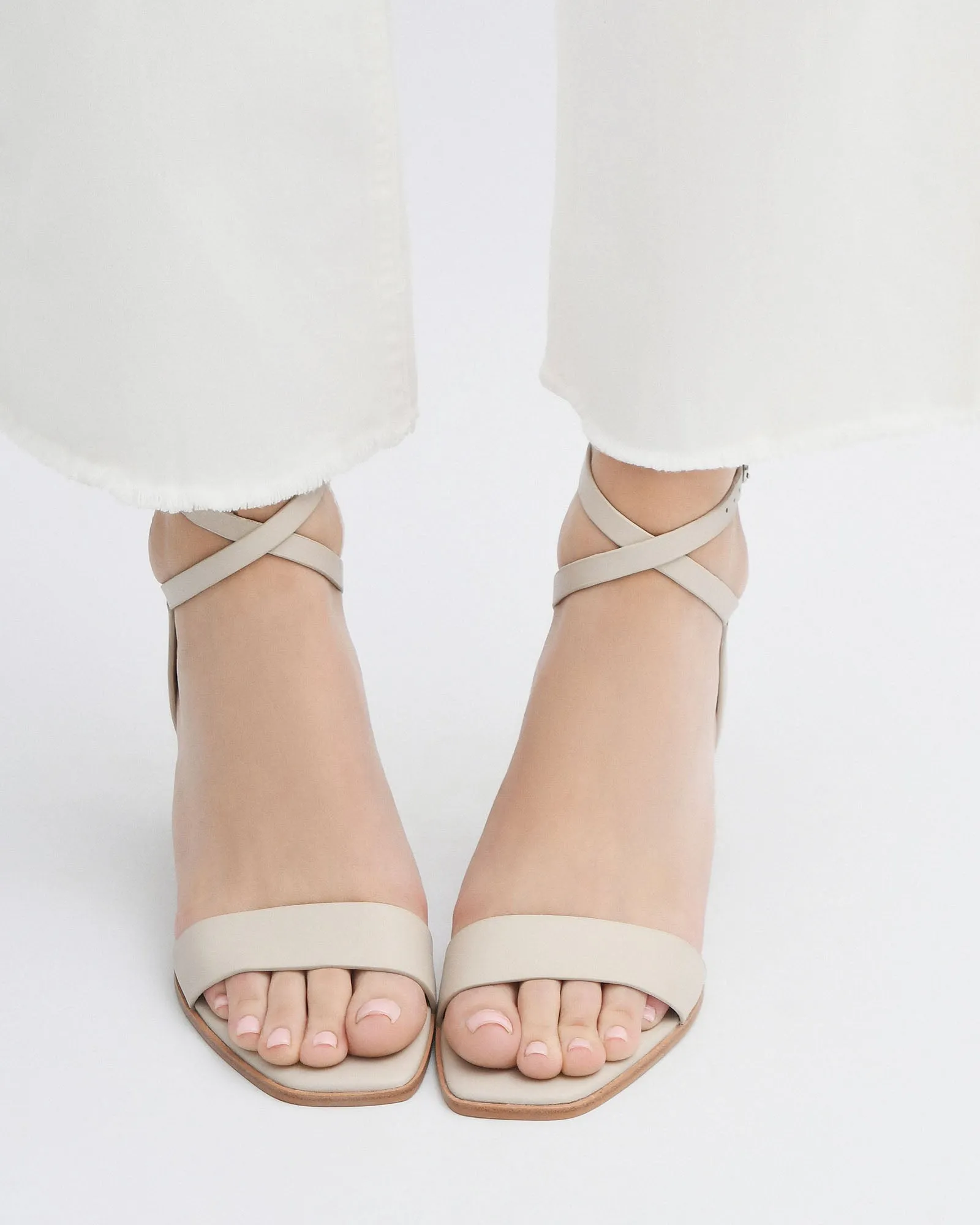 NATSU MID HEEL SANDALS BONE LEATHER