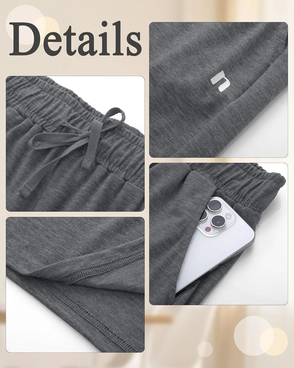 Neer 3 Pack Women's Plus Size Capris, Cotton Wide Leg Pants Casual Drawstring Capri Sweatpants Drawstring Pants with Pockets