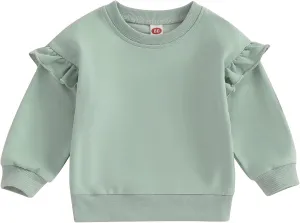 Newborn Baby Girl Oversized Sweatshirt Ruffle Long Sleeve Crewneck Cotton Pullover Sweater Tops Toddler Fall Clothes