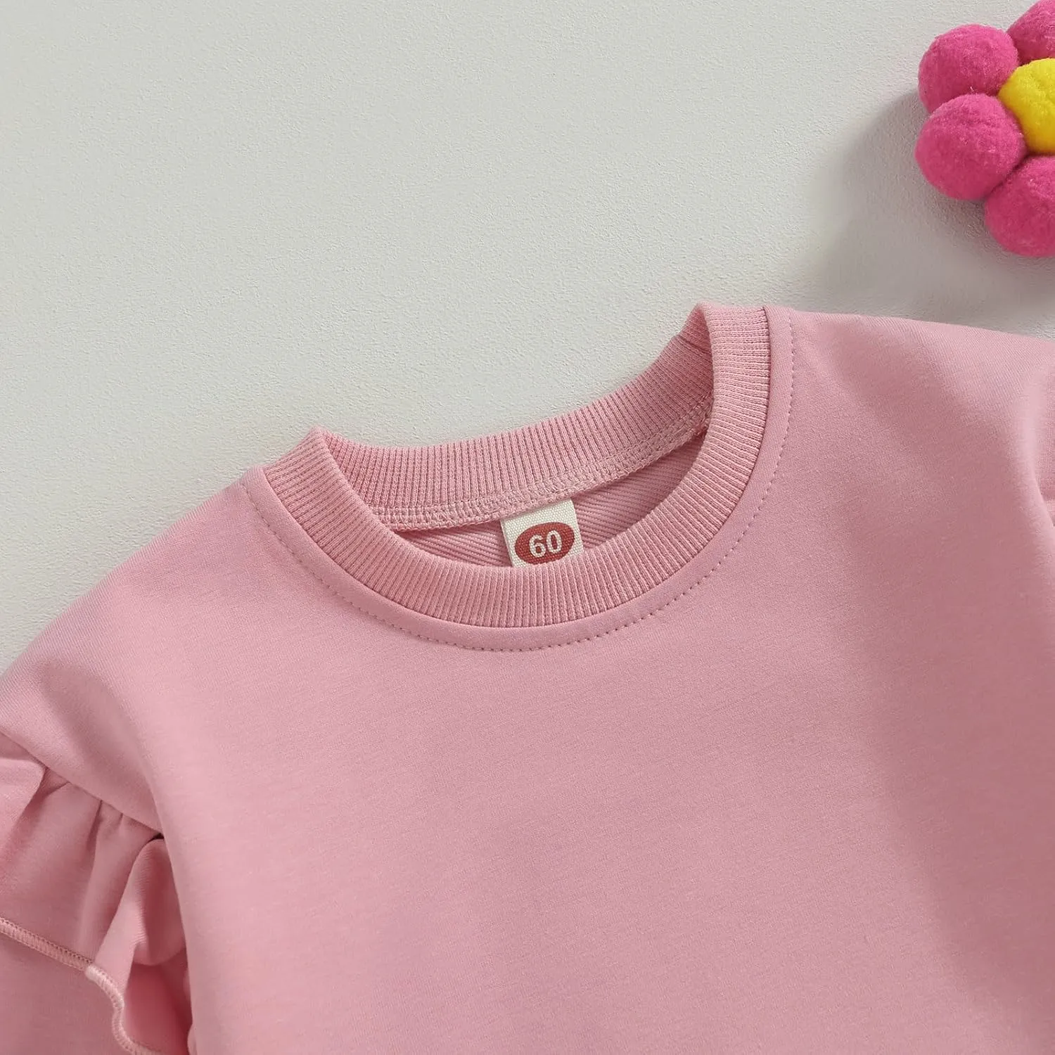 Newborn Baby Girl Oversized Sweatshirt Ruffle Long Sleeve Crewneck Cotton Pullover Sweater Tops Toddler Fall Clothes