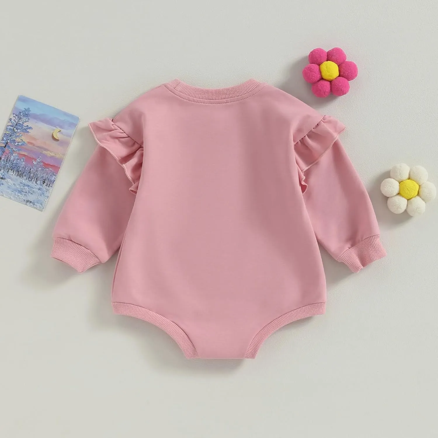 Newborn Baby Girl Oversized Sweatshirt Ruffle Long Sleeve Crewneck Cotton Pullover Sweater Tops Toddler Fall Clothes