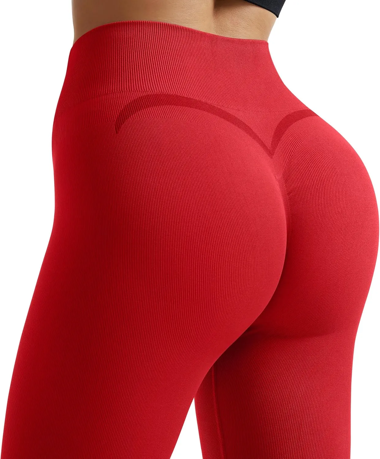 OMKAGI Smile Butt Lifting Workout Leggings for Women High Waisted Seamless Compression Yoga Pants