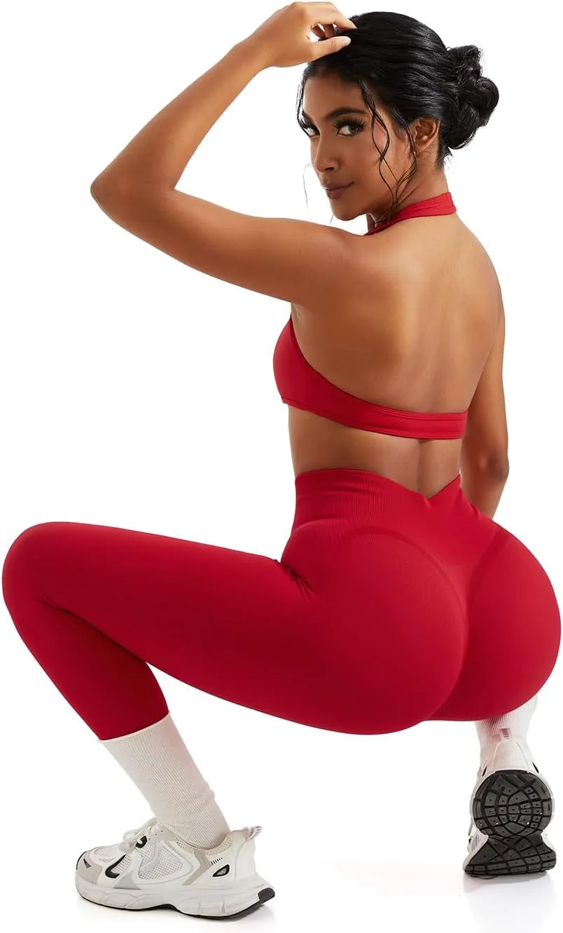 OMKAGI Smile Butt Lifting Workout Leggings for Women High Waisted Seamless Compression Yoga Pants