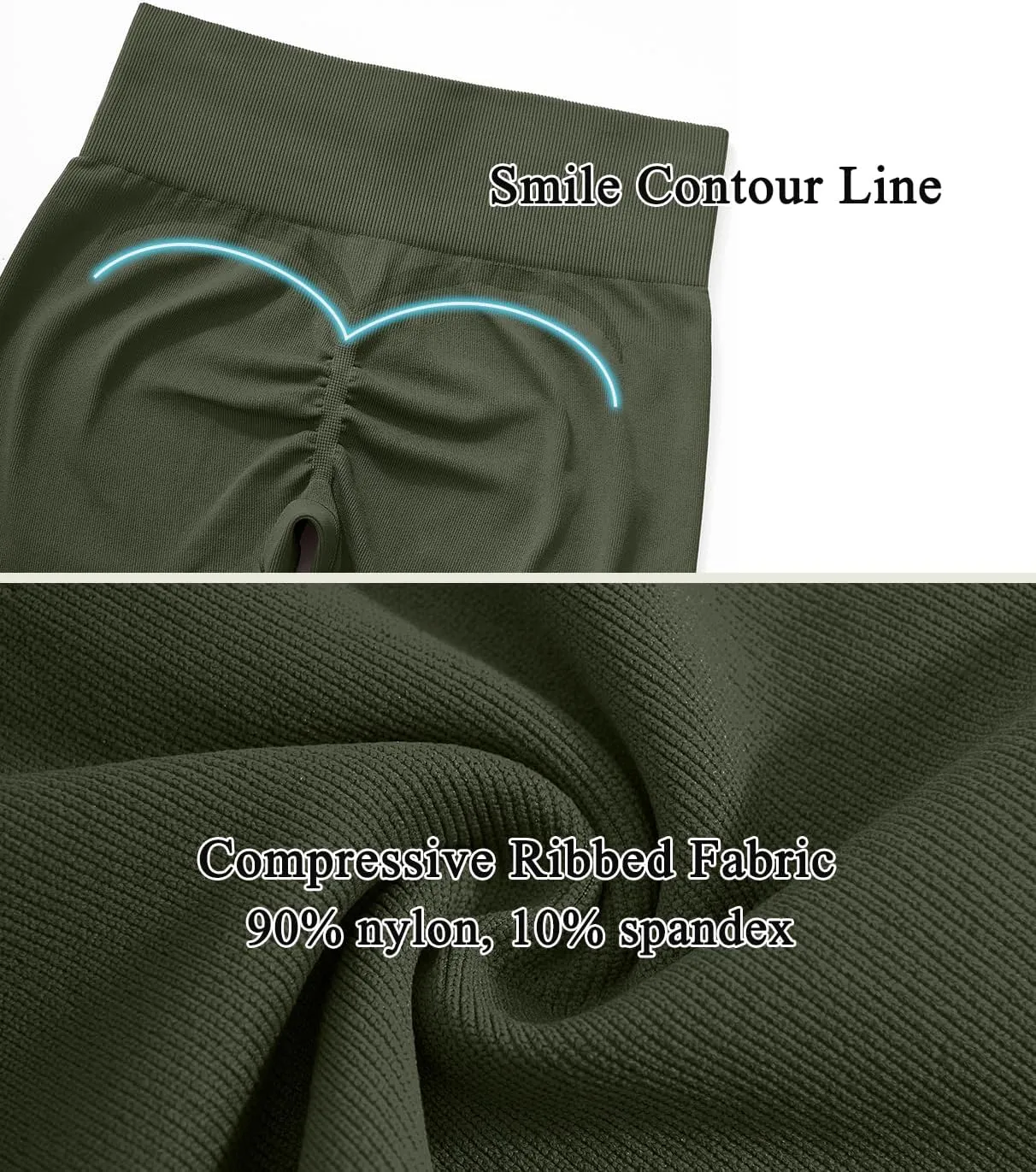 OMKAGI Smile Butt Lifting Workout Leggings for Women High Waisted Seamless Compression Yoga Pants
