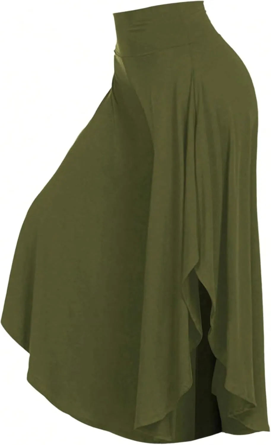 OYOANGLE Women's Plus Size High Waisted Asymmetrical Ruffle Hem Wide Leg Pants Flowy Palazzo Pants