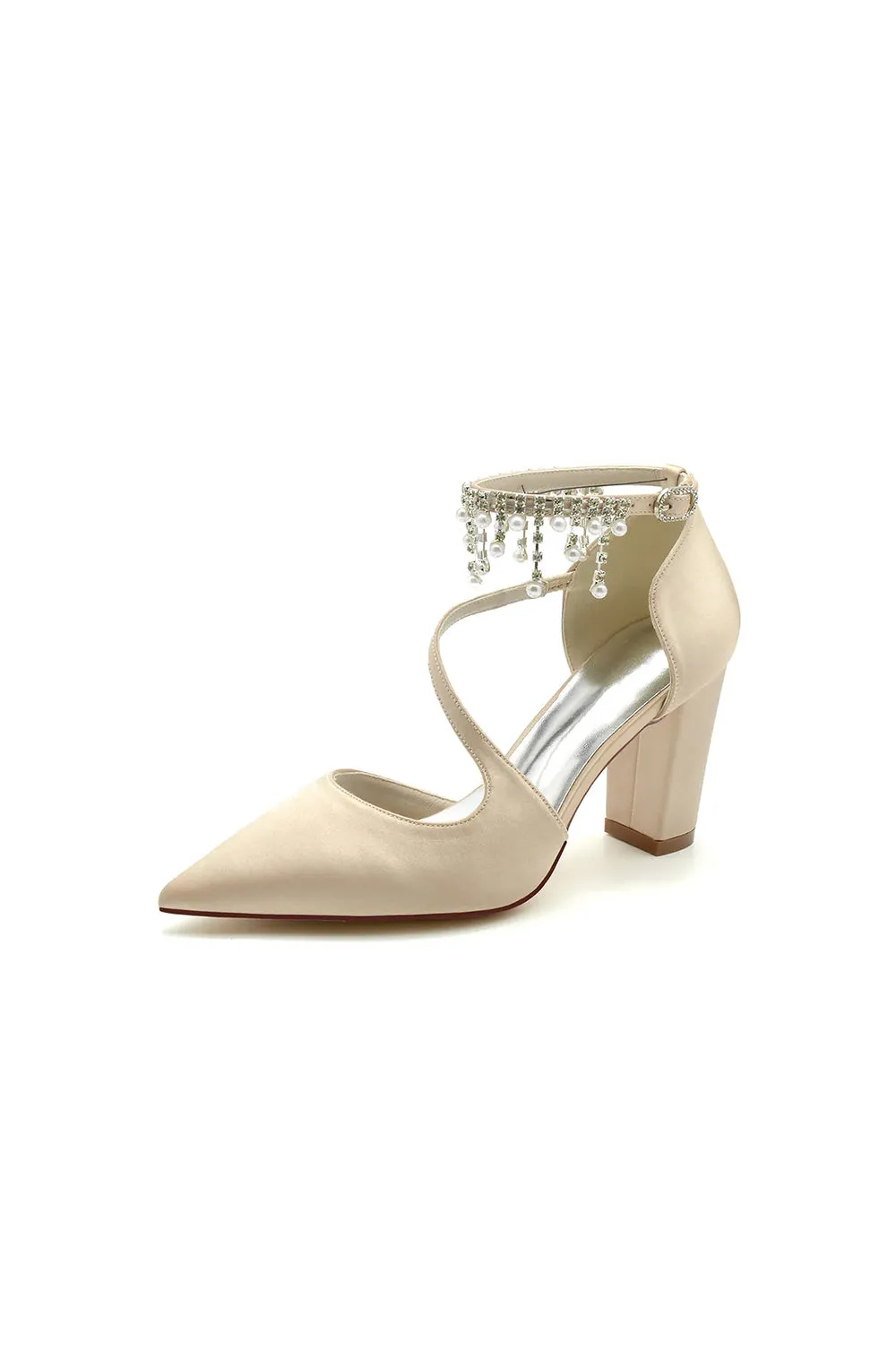 Pearl Tassel Block Heel Sandals