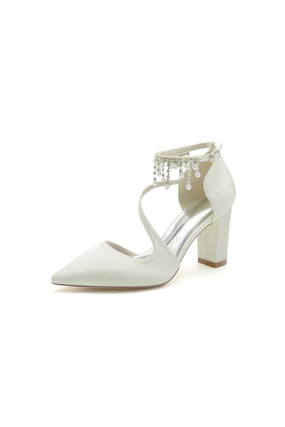 Pearl Tassel Block Heel Sandals