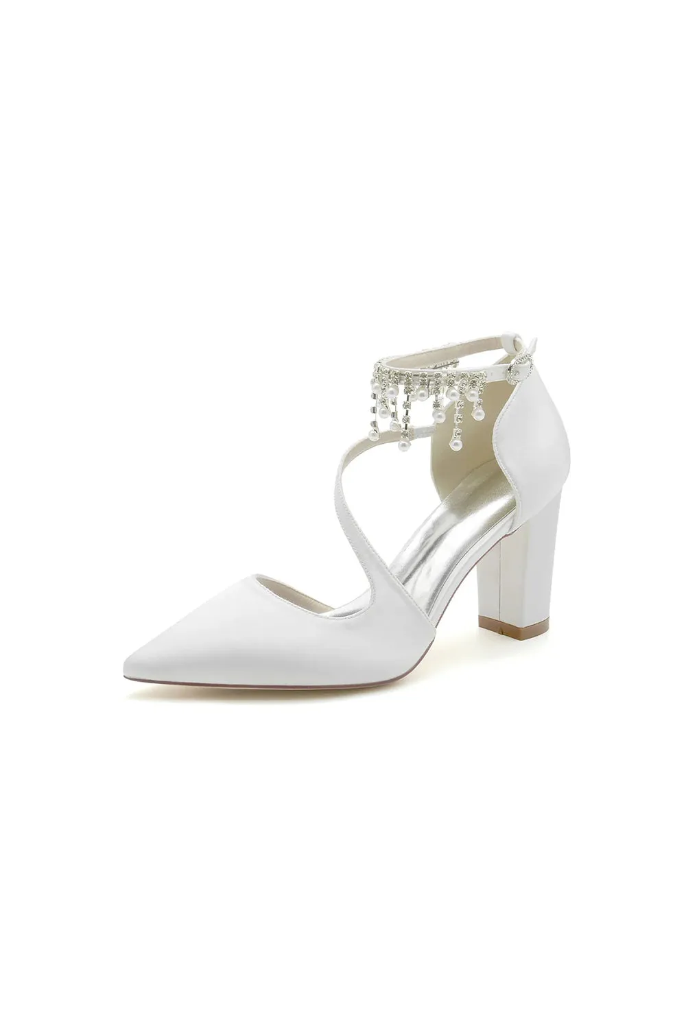Pearl Tassel Block Heel Sandals