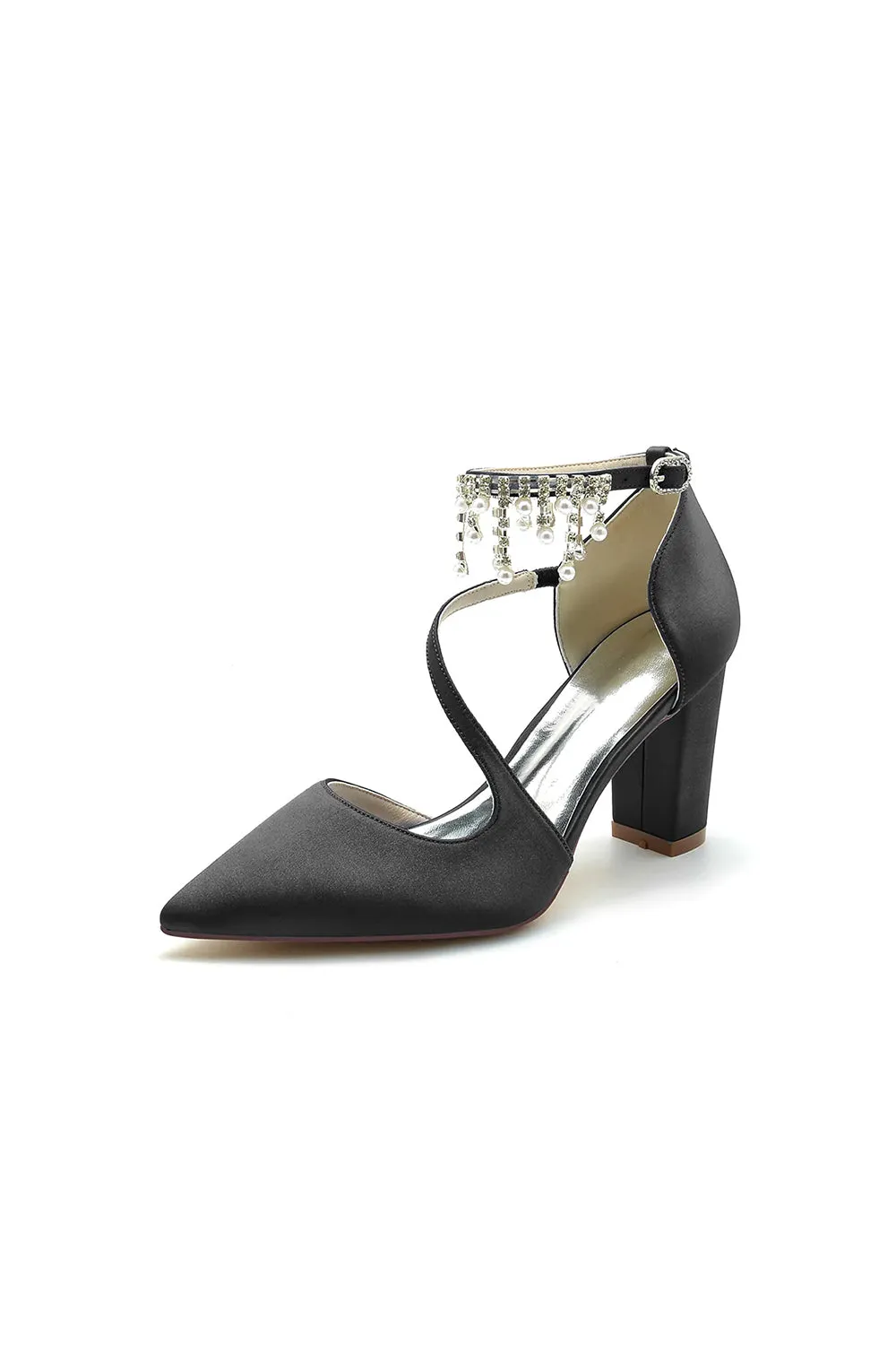 Pearl Tassel Block Heel Sandals