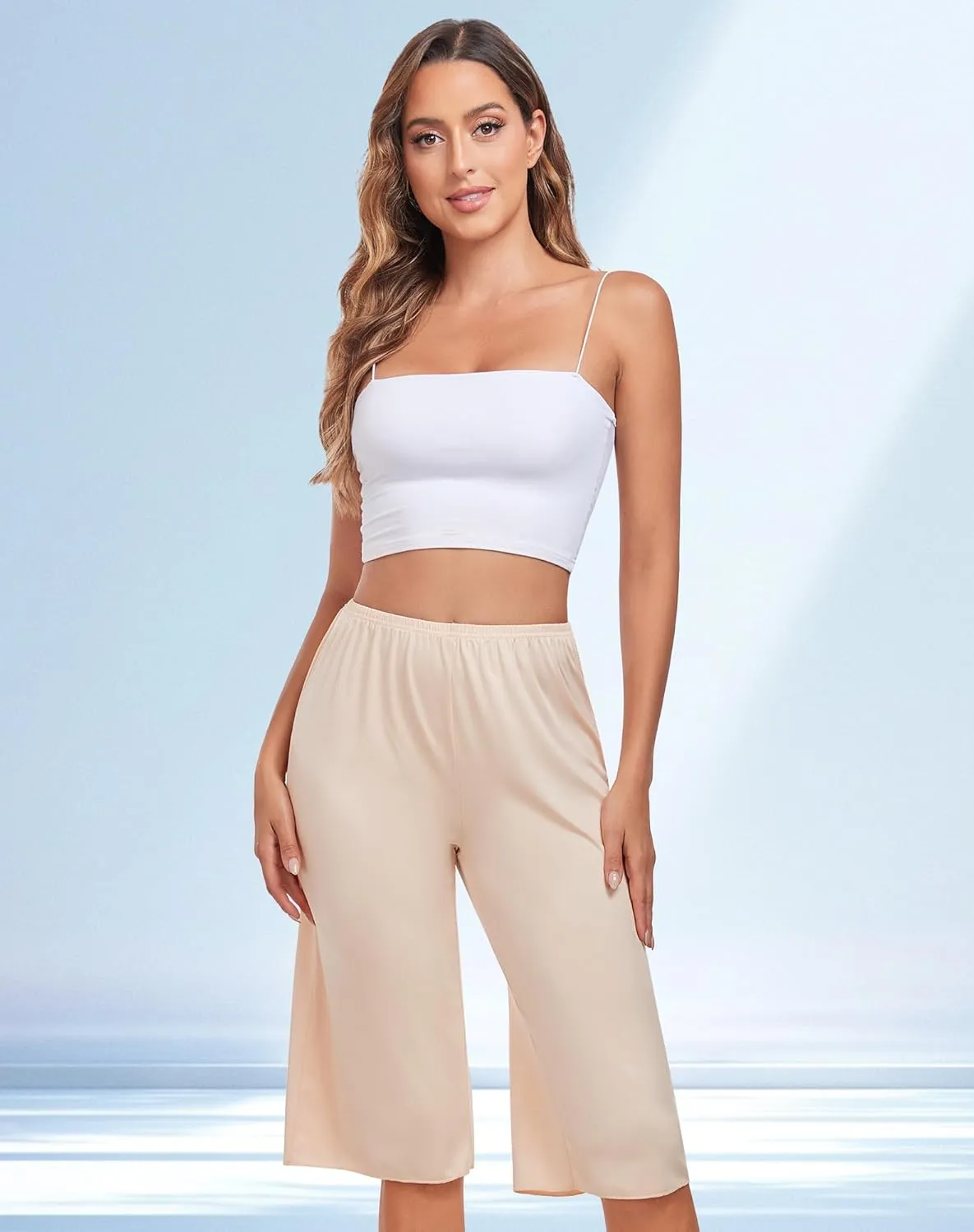 Pettipants for Women Culotte Slip Half Slip Shorts Wide Leg Pajama Pants