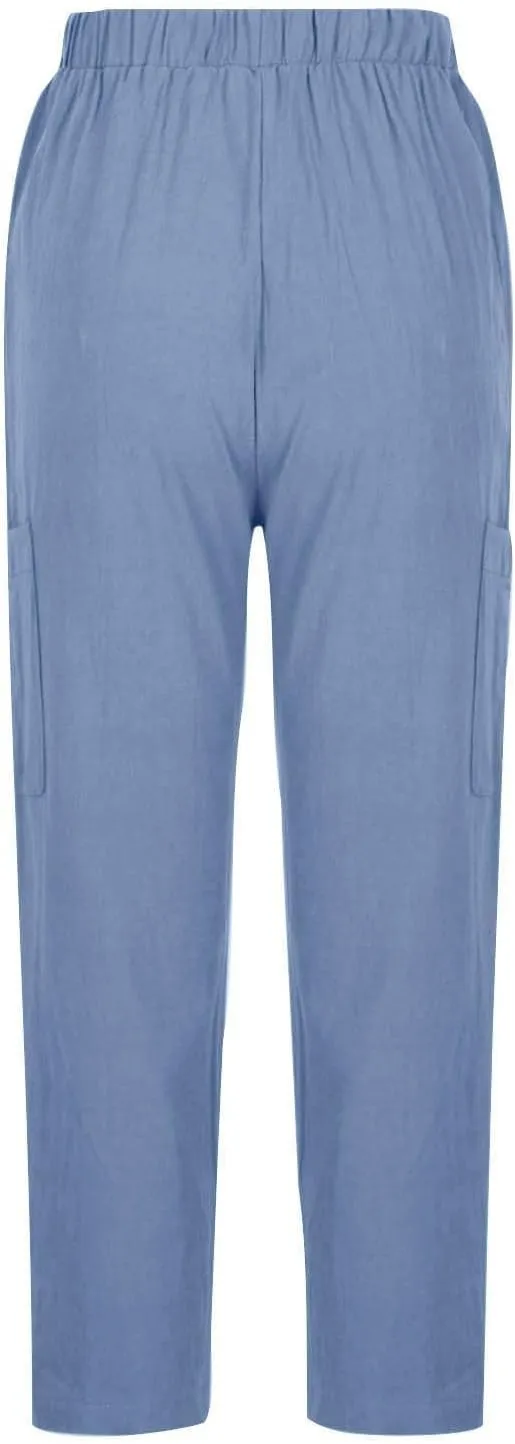 PTOLOCIF Cotton Linen Pants Women Summer Drawstring Waist Pants Wide Leg Loose Cotton Linen Palazzo Trousers with Pockets