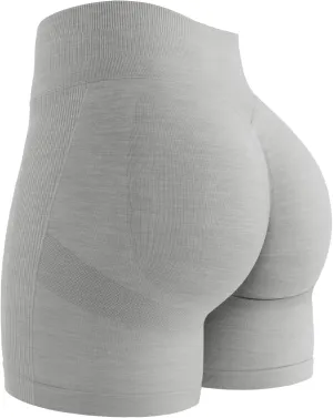 QOQ Womens Workout Biker Shorts Seamless High Waisted Tummy Control Slimming Athletic Gym Yoga Pants