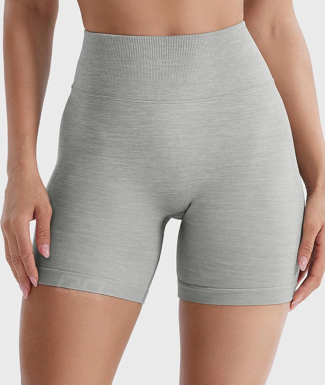 QOQ Womens Workout Biker Shorts Seamless High Waisted Tummy Control Slimming Athletic Gym Yoga Pants