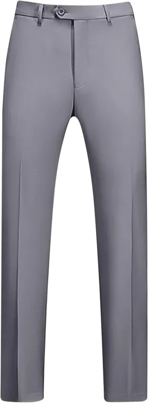 Regular Fit Dress Pants Mens Flat Front Straight Formal Pants Wrinkle Free Lightweight Elastic Suit Pants W/Pocket