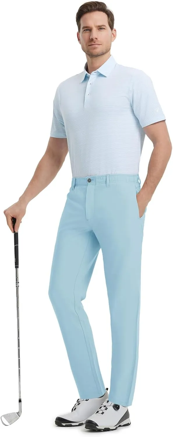 Rouen Golf Pants Men Lightweight Quick Dry - 30"/32"/34" Stretch Water-Resistant Casual Flat Front Mens Dress Pants Pockets