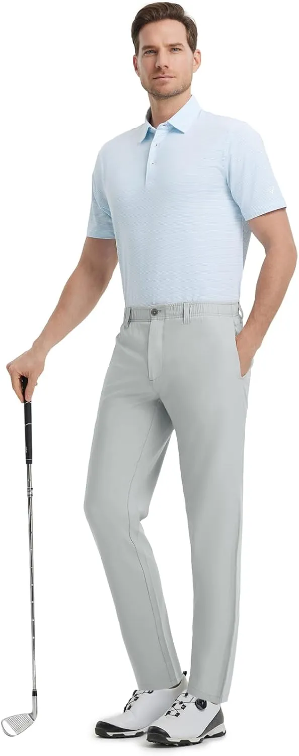 Rouen Golf Pants Men Lightweight Quick Dry - 30"/32"/34" Stretch Water-Resistant Casual Flat Front Mens Dress Pants Pockets