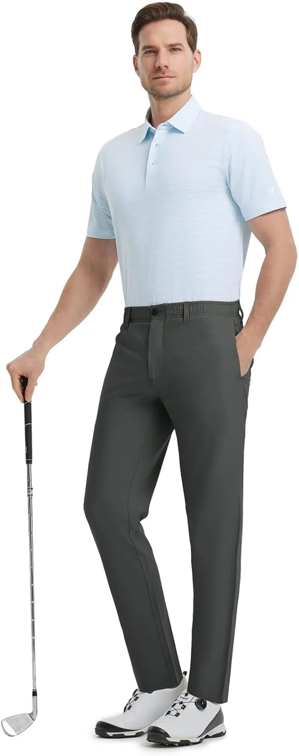 Rouen Golf Pants Men Lightweight Quick Dry - 30"/32"/34" Stretch Water-Resistant Casual Flat Front Mens Dress Pants Pockets