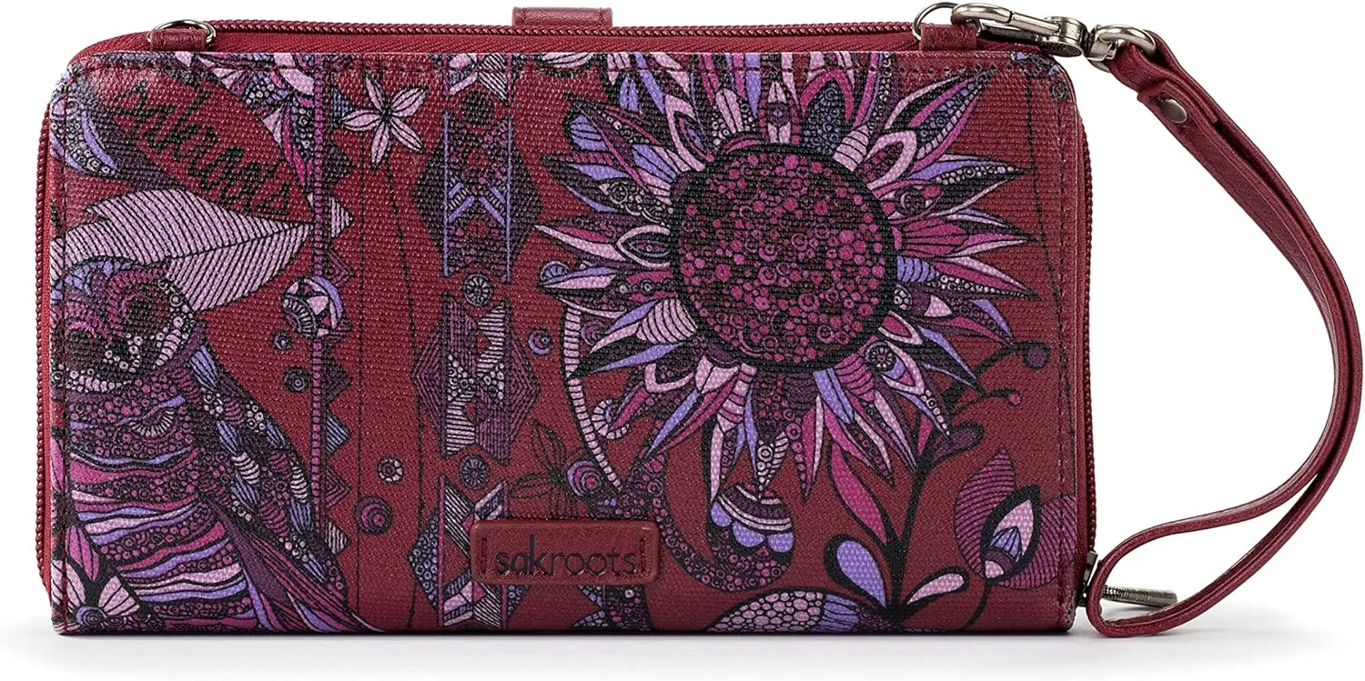 Sakroots Large Smartphone Crossbody Bag in Coated Canvas, Convertible Purse with Detachable Wristlet Strap