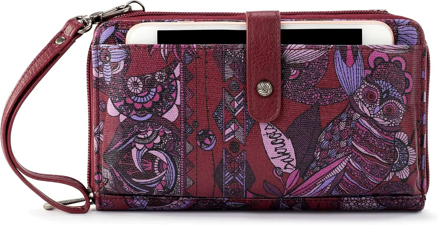 Sakroots Large Smartphone Crossbody Bag in Coated Canvas, Convertible Purse with Detachable Wristlet Strap