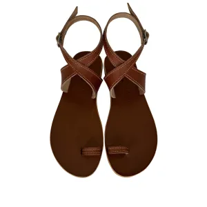 SARAI SANDALS SUNNY TANNED WITH BEIGE STITCHES