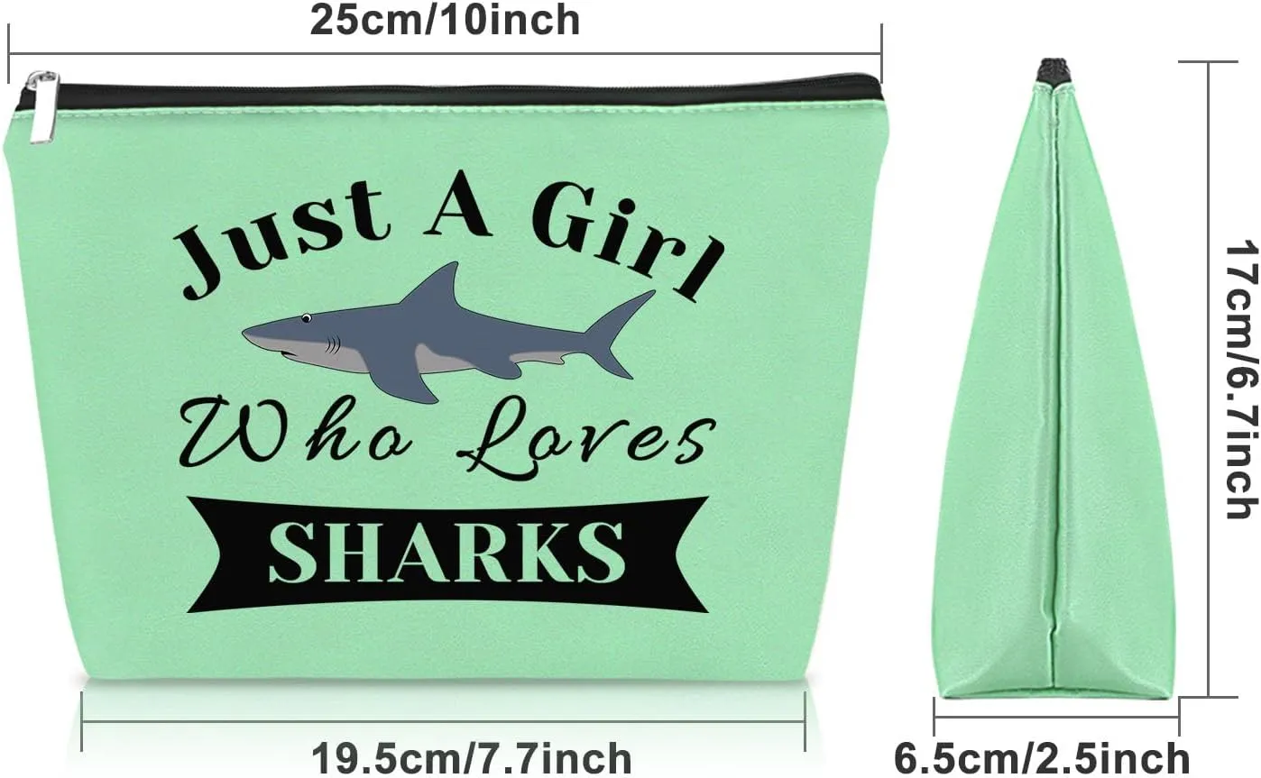 Sazuwu Shark Lover Birthday Gift Green Makeup Bag Sharks Week Gift Shark Themed Gifts for Girls Daughter Niece Cosmetic Bag Animal Lover Gifts for Adults Graduation Christmas Gifts Travel Pouch