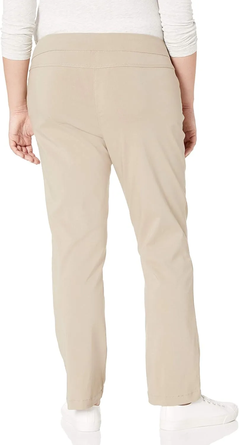 SLIM-SATION Women's Plus Size Wide Band Tall Pull-on Straight Leg Pant with Tummy Control
