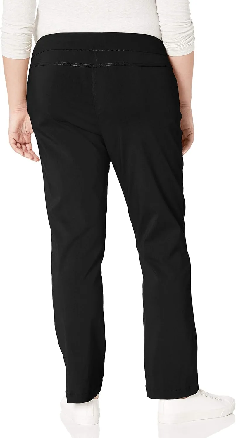SLIM-SATION Women's Plus Size Wide Band Tall Pull-on Straight Leg Pant with Tummy Control