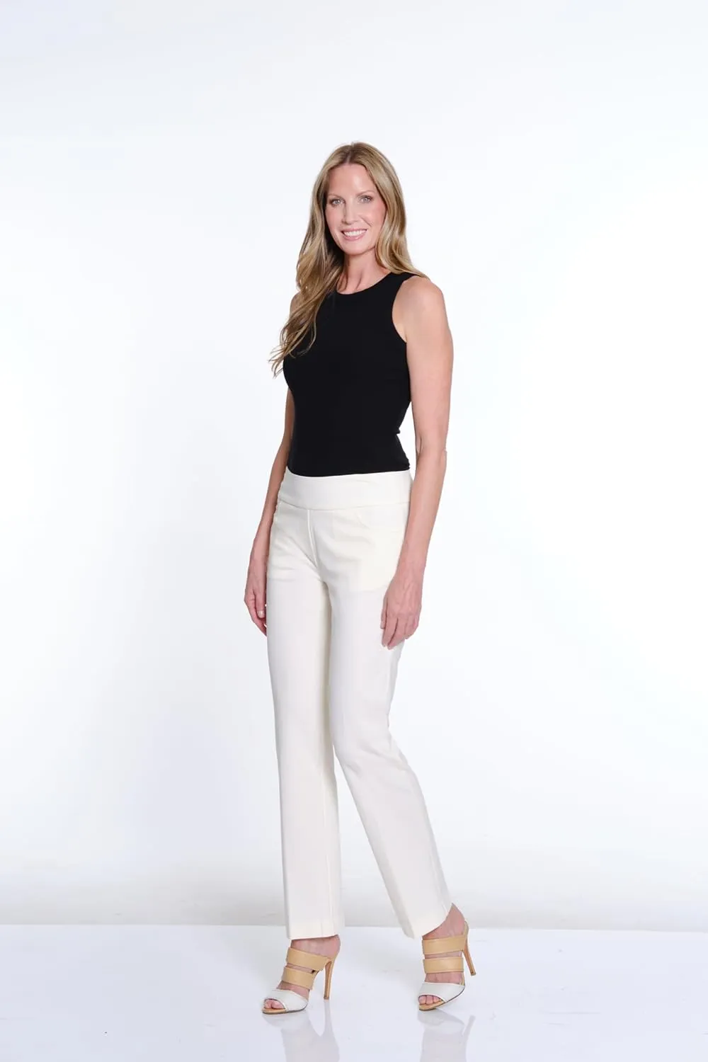 SLIM-SATION Women's Wide Band Pull Over Stove Pipe Leg Pant with Real Front Pockets