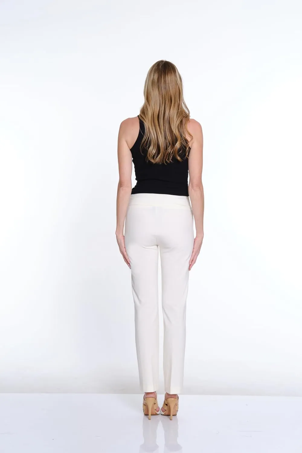 SLIM-SATION Women's Wide Band Pull Over Stove Pipe Leg Pant with Real Front Pockets