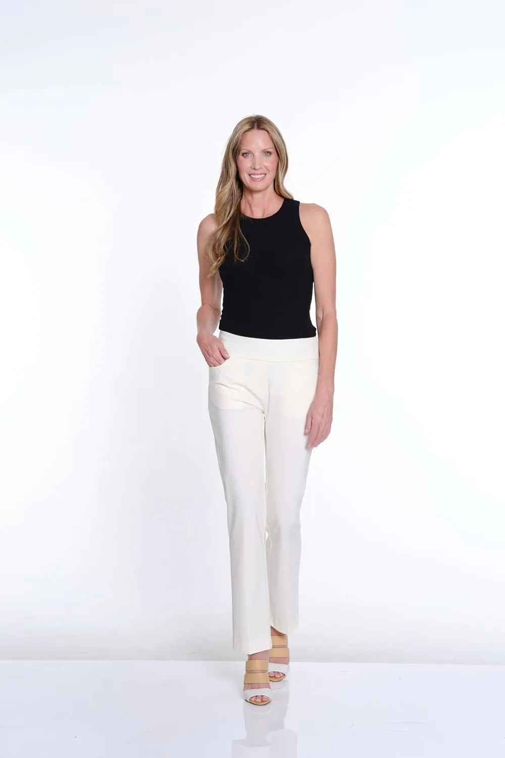 SLIM-SATION Women's Wide Band Pull Over Stove Pipe Leg Pant with Real Front Pockets