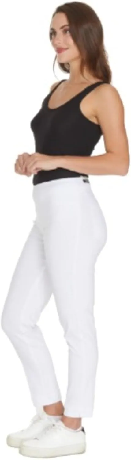 SLIM-SATION Women's Wide Band Regular Length Pull-on Straight Leg Pant with Tummy Control