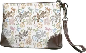 Small Clutch Purses for Women - Cute Gecko Lizard Artistic Leather Wristlet Wallets for Women with Wrist Strap