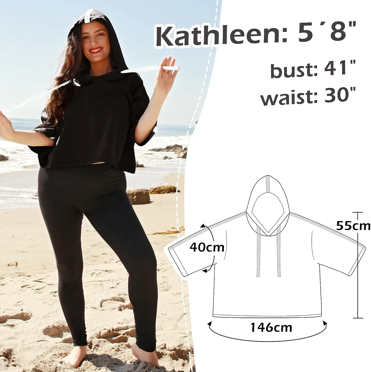 Solaris Loose Women's Crop Tops Hoodie Sweatshirt, 3/4 Sleeve Comfortable Soft Pullover T-Shirt for Outdoor Running