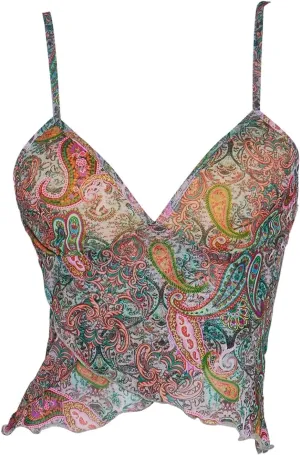 SOLY HUX Women's Boho Printed Camisole Tops Spaghetti Strap Fitted Beach Vacation Crop Cami Shirts