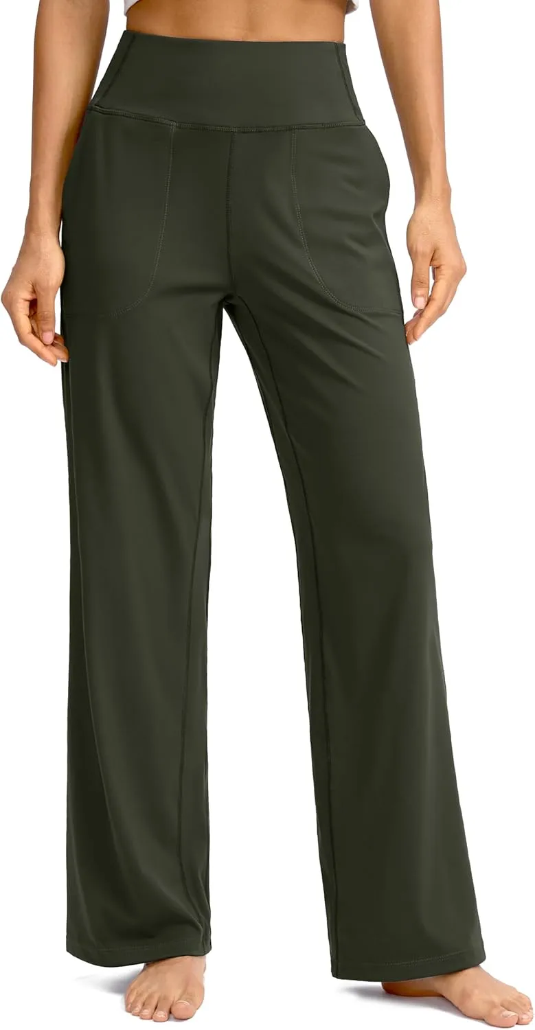 Soothfeel Wide Leg Pants for Women Yoga Work Pants with Pockets High Waist Lounge Sweatpants Dress Pants Petite/Tall 28" 30"