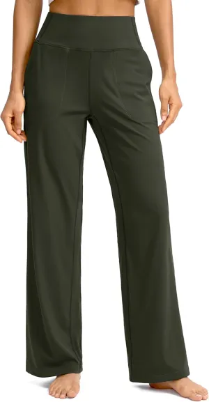 Soothfeel Wide Leg Pants for Women Yoga Work Pants with Pockets High Waist Lounge Sweatpants Dress Pants Petite/Tall 28" 30"