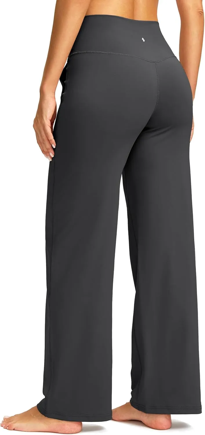 Soothfeel Wide Leg Pants Woman Yoga Pants with Pocket Crosscover High Waist Stretch Work Lounge Casual Dress Sweatpants