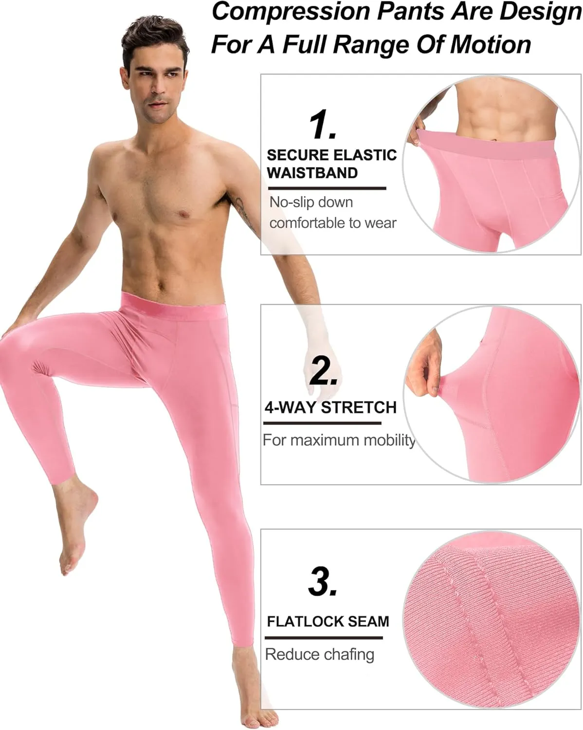 SPVISE Men's Compression Pants Workout Leggings Running Tights Cool Dry Athletic Baselayer Pants for Basketball Yoga Cycling