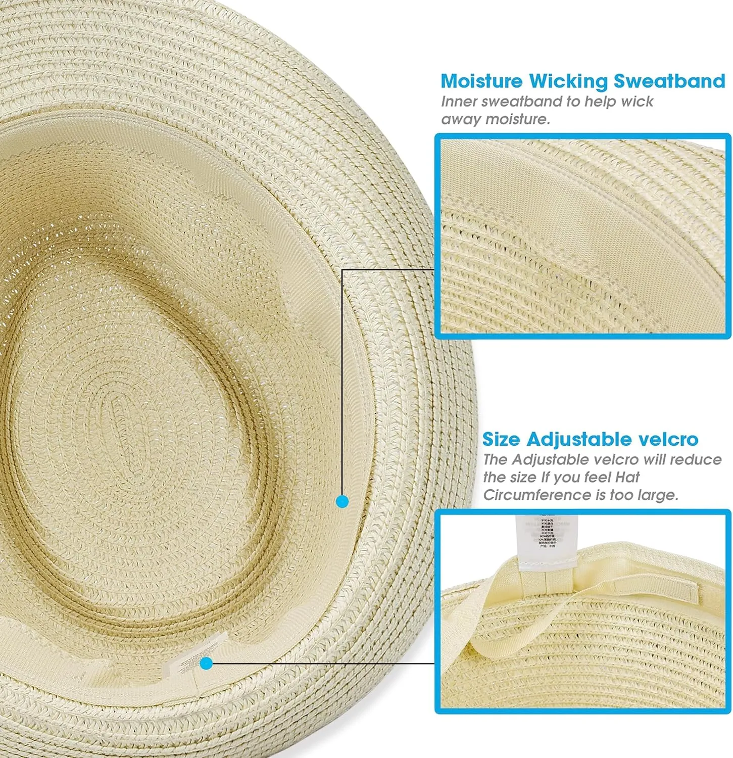 Straw Fedora Hat for Women Men Packable Short Brim Roll Up Trilby Hat Panama Summer Beach Sun Hat UPF 50 
