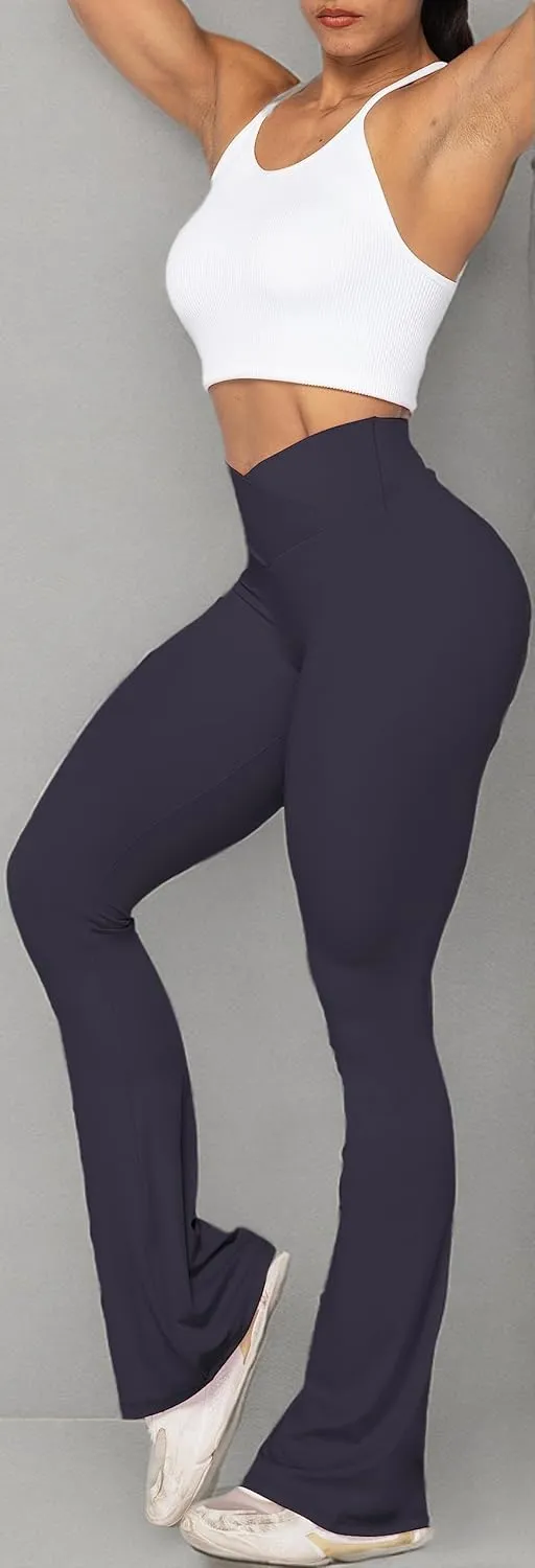 Sunzel Flare Leggings, Crossover Yoga Pants with Tummy Control, High-Waisted and Wide Leg