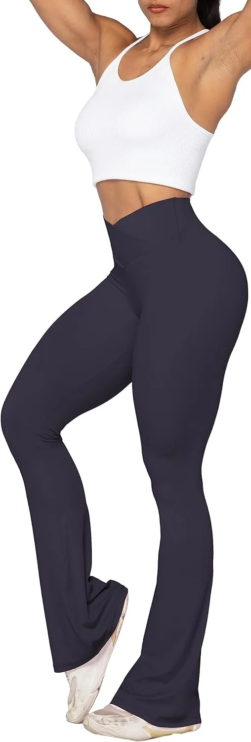 Sunzel Flare Leggings, Crossover Yoga Pants with Tummy Control, High-Waisted and Wide Leg