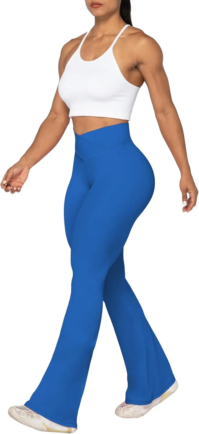 Sunzel Flare Leggings, Crossover Yoga Pants with Tummy Control, High-Waisted and Wide Leg