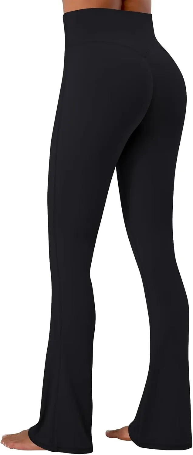 Sunzel Hidden Butt Lifting Scrunch Flare Leggings for Women High Waist No Front Seam Tummy Control Mini Flared Yoga Pants