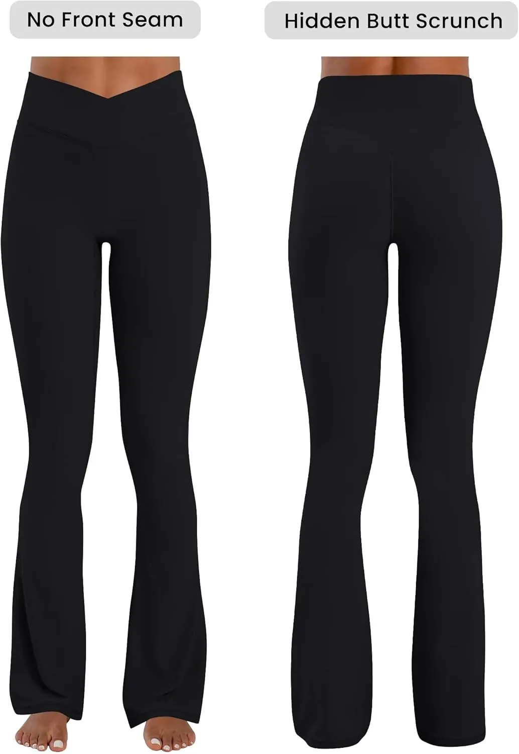 Sunzel Hidden Butt Lifting Scrunch Flare Leggings for Women High Waist No Front Seam Tummy Control Mini Flared Yoga Pants