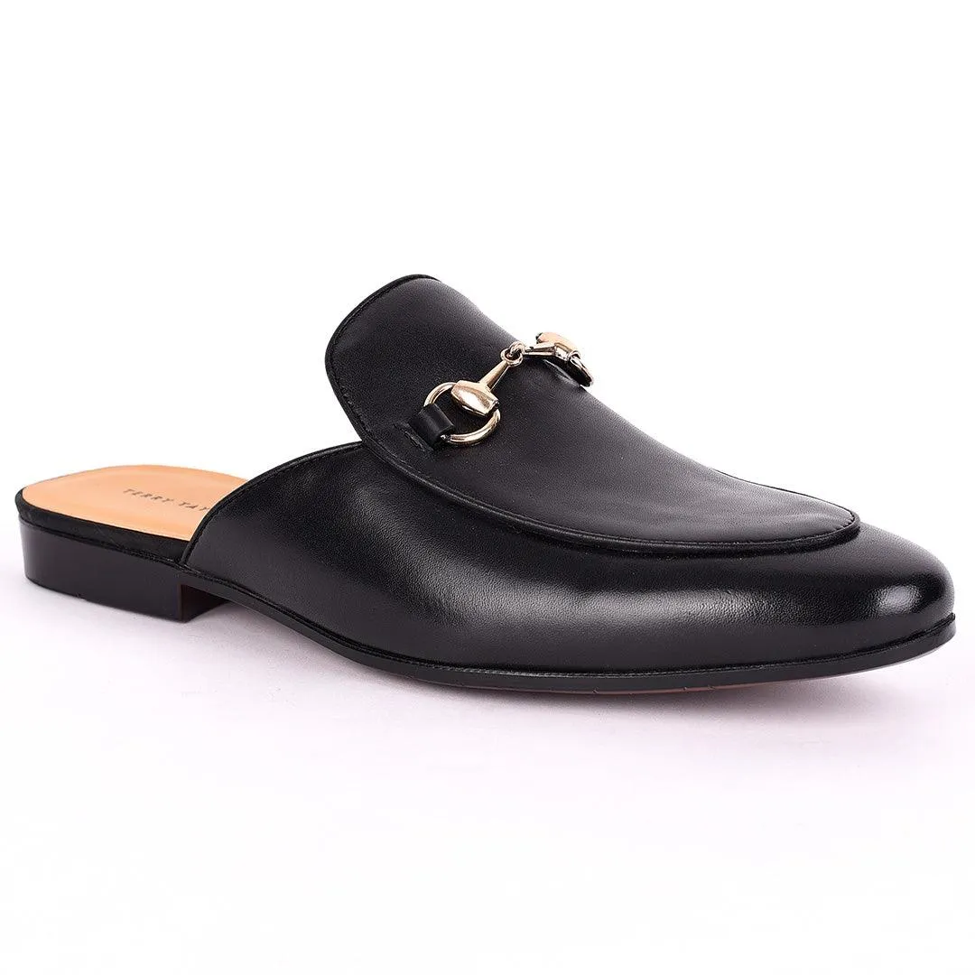 Terry Taylors Plain Leather With Chain Designed Men's Half Shoe- Black