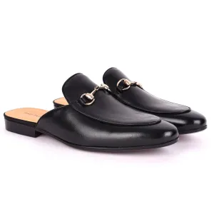 Terry Taylors Plain Leather With Chain Designed Men's Half Shoe- Black